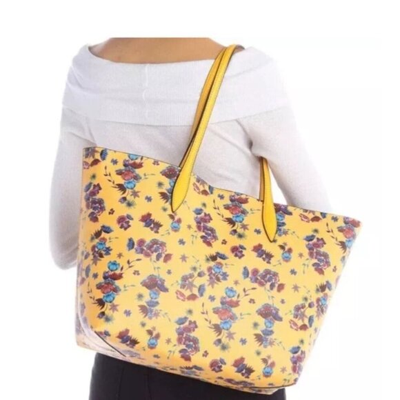 Rebecca Minkoff Large Yellow Autumn Flower Dbl. Strap Heather Tote - Picture 1 of 9